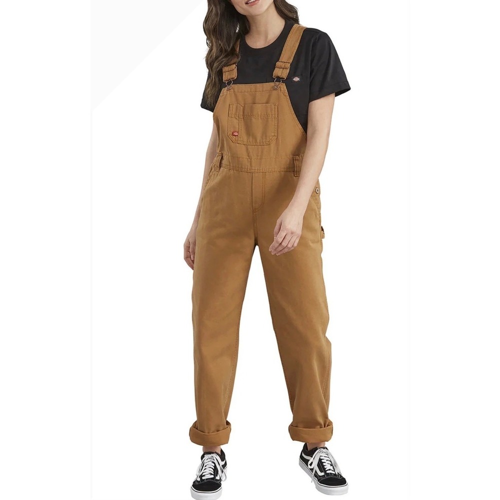 Dickies Women Brown Duck Canvas Bib Overalls Size 18 Regular NWT